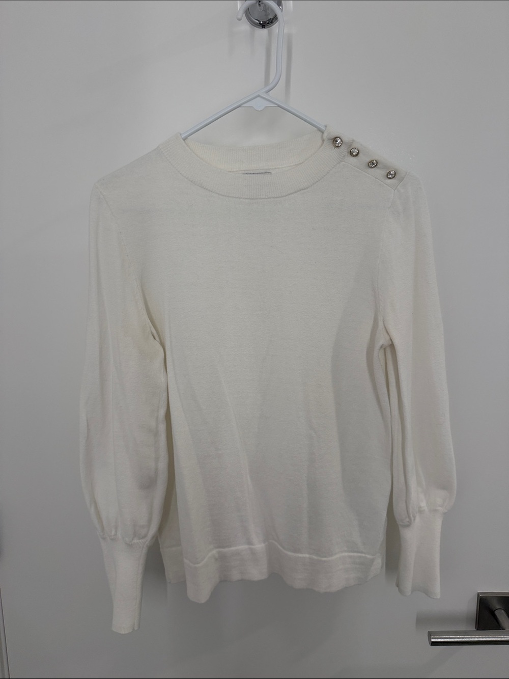J Crew Jewel Button-Shoulder Knit Sweater